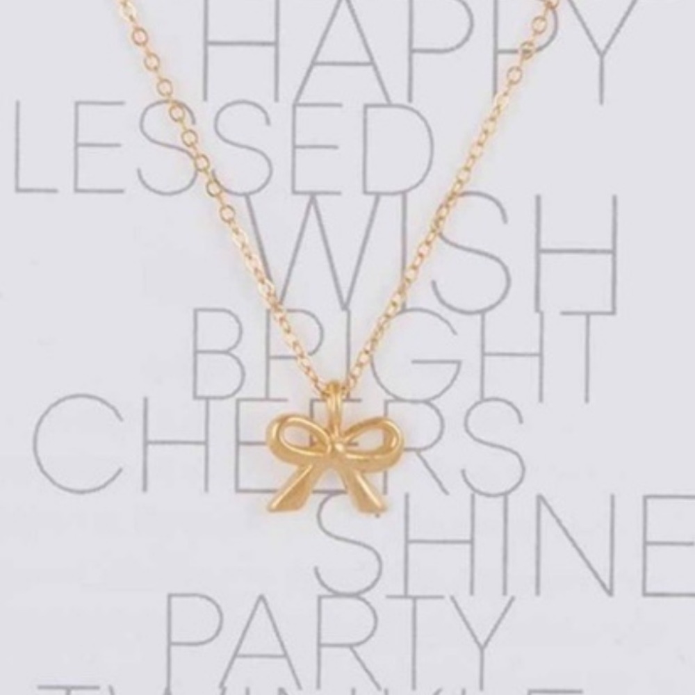 Dogeared Gold Plated Bow Pendant Necklace